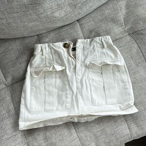 Zara White Ecru Mini Skirt w Cargo Utility Flap Pockets